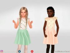 Sims 4 Kid Clothes Mod: Suspended Skirt And Flower Blouse (Image #2)