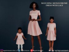 Sims 4 Female Clothes Mod: Monochrome Dress With Lace Adult (Image #3)