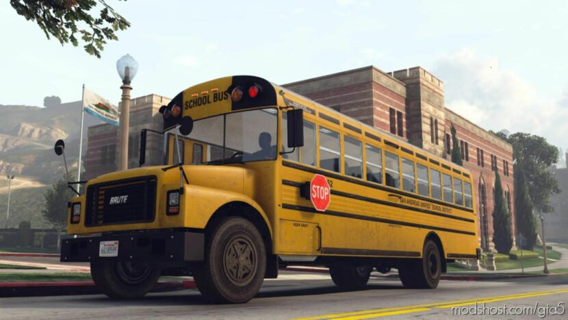 GTA 5 Vehicle Mod: Brute School BUS & Derby BUS Add-On | Liveries | Template | Sound | Custom Shards V1.1 (Featured)