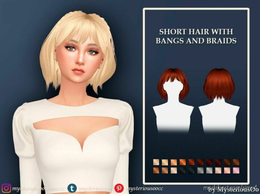 Sims 4 Female Mod: Short Hair With Bangs And Braids (Featured)