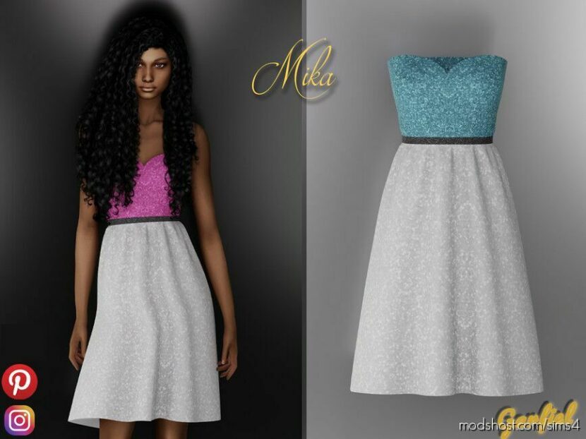 Sims 4 Dress Clothes Mod: Mika – Glitter Dress (Featured)