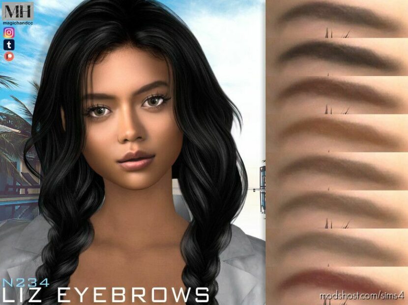 Sims 4 Eyebrows Hair Mod: LIZ Eyebrows N234 (Featured)