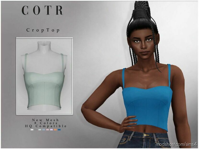 Sims 4 Adult Clothes Mod: Crop TOP T-443 (Featured)