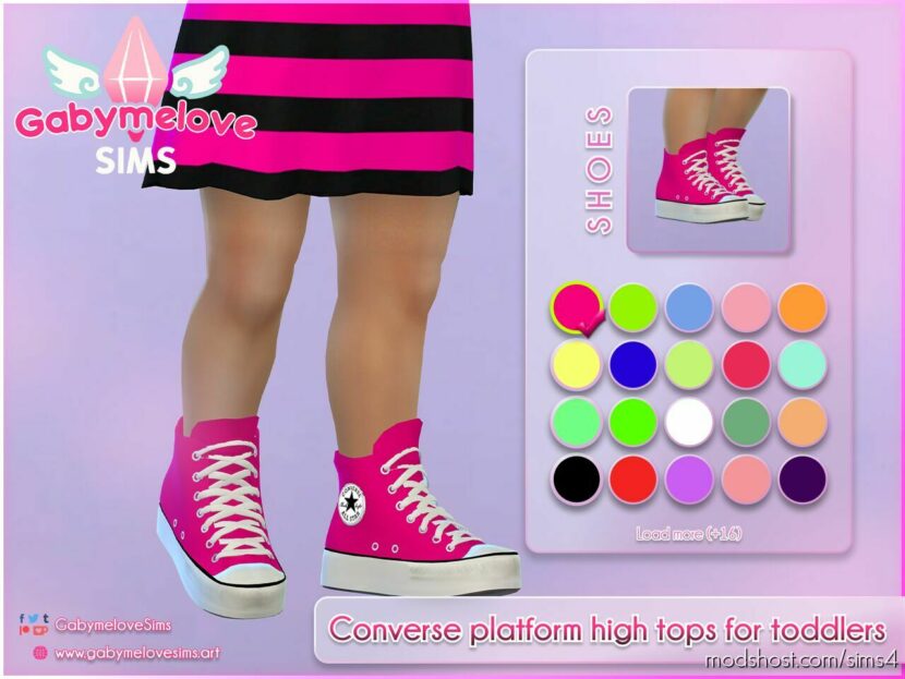 Sims 4 Shoes Mod: Chuck Taylor All Star Converse platform high top sneakers for Toddlers (Featured)