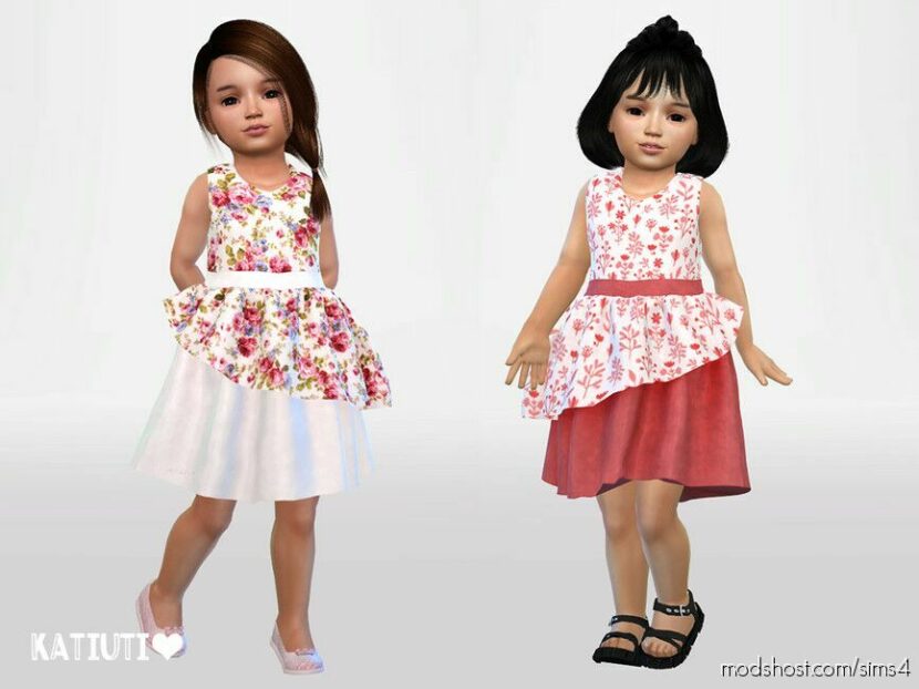 Sims 4 Female Clothes Mod: Toddler Puffy Dress (Featured)