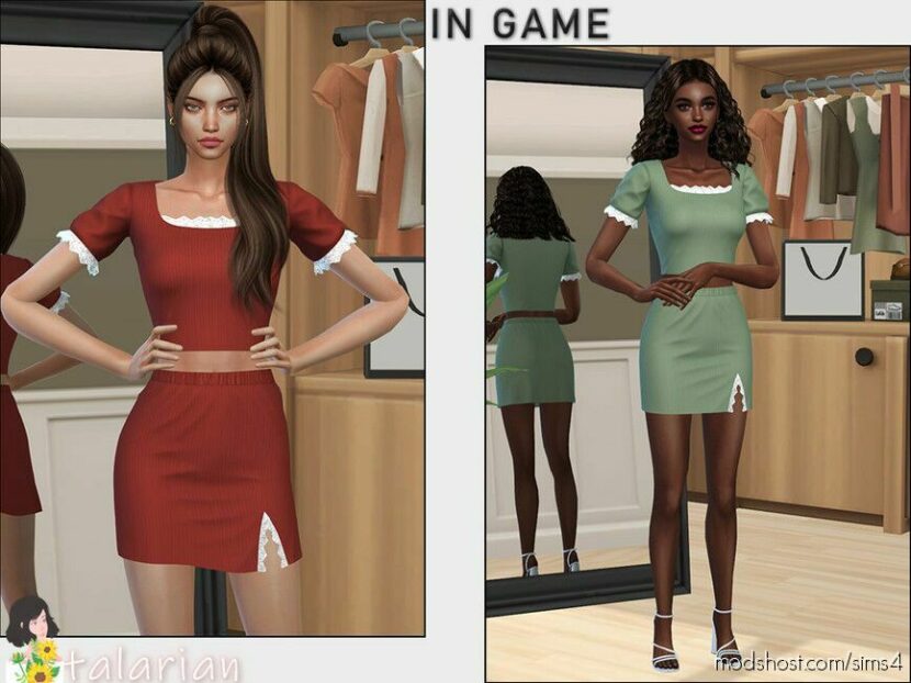 Sims 4 Elder Clothes Mod: Genevieve Top & Skirt (Featured)