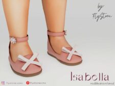 Sims 4 Kid Shoes Mod: Isabella – Toddler Flats With Striped BOW (Featured)