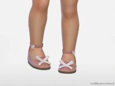 Sims 4 Kid Shoes Mod: Isabella – Toddler Flats With Striped BOW (Image #2)