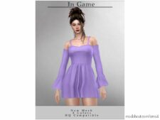 Sims 4 Teen Clothes Mod: Long Sleeve Dress D-241 (Image #2)