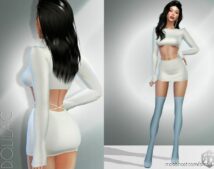 Sims 4 Everyday Clothes Mod: Shoulder Padded Crop TOP SET DO926 (Featured)