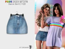 Sims 4 Elder Clothes Mod: Pride 2023 SET278 – Denim Skirt & Shirts (Featured)