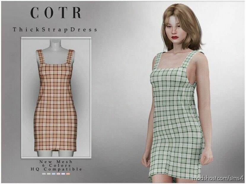 Sims 4 Teen Clothes Mod: Chordoftherings Thick Strap Dress D-437 (Featured)