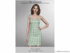 Sims 4 Teen Clothes Mod: Chordoftherings Thick Strap Dress D-437 (Image #2)