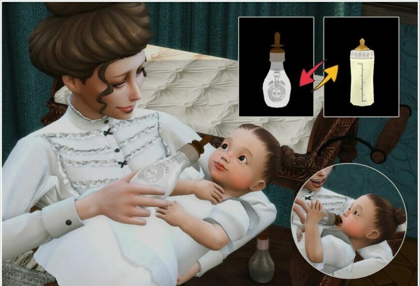 Sims 4 Mod: OLD AGE Default Override Milk Bottle (Featured)