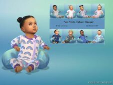 Sims 4 Male Clothes Mod: FUN Prints Infant Sleeper (Growing Together) (Featured)