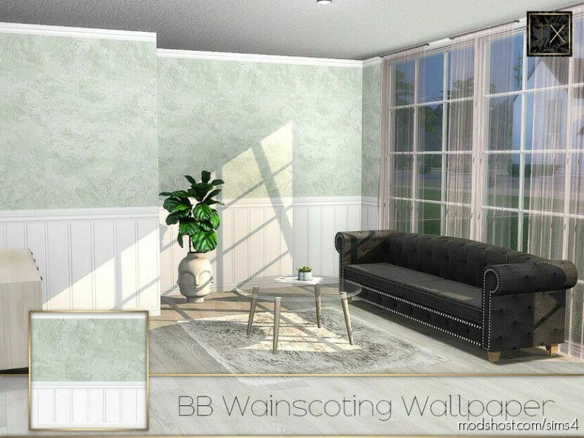 Sims 4 Mod: Beadboard Wainscoting Wallpaper (Featured)