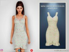 Sims 4 Elder Clothes Mod: Mini Dress With Folds And Lace (Featured)