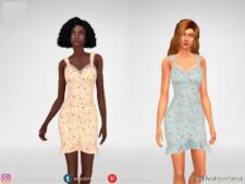 Sims 4 Elder Clothes Mod: Mini Dress With Folds And Lace (Image #2)