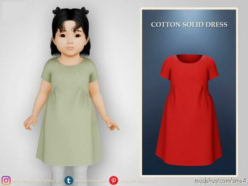 Sims 4 Kid Clothes Mod: Cotton Solid Dress (Featured)