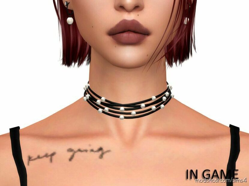 Sims 4 Female Accessory Mod: Missy Pearls Choker (Featured)