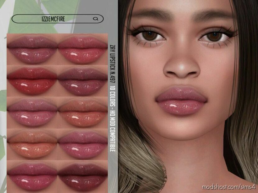 Sims 4 Lipstick Makeup Mod: IMF ZAY Lipstick N.497 (Featured)