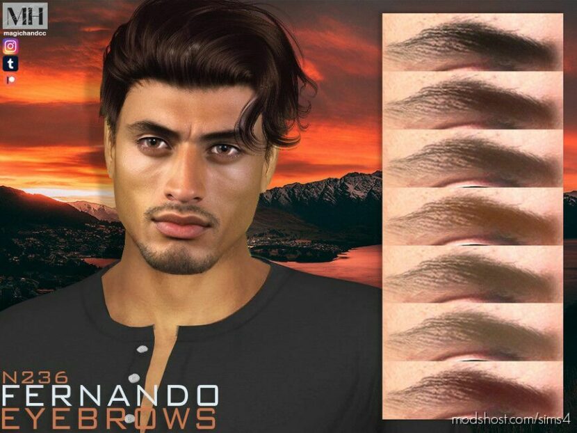 Sims 4 Eyebrows Hair Mod: Fernando Eyebrows N236 (Featured)