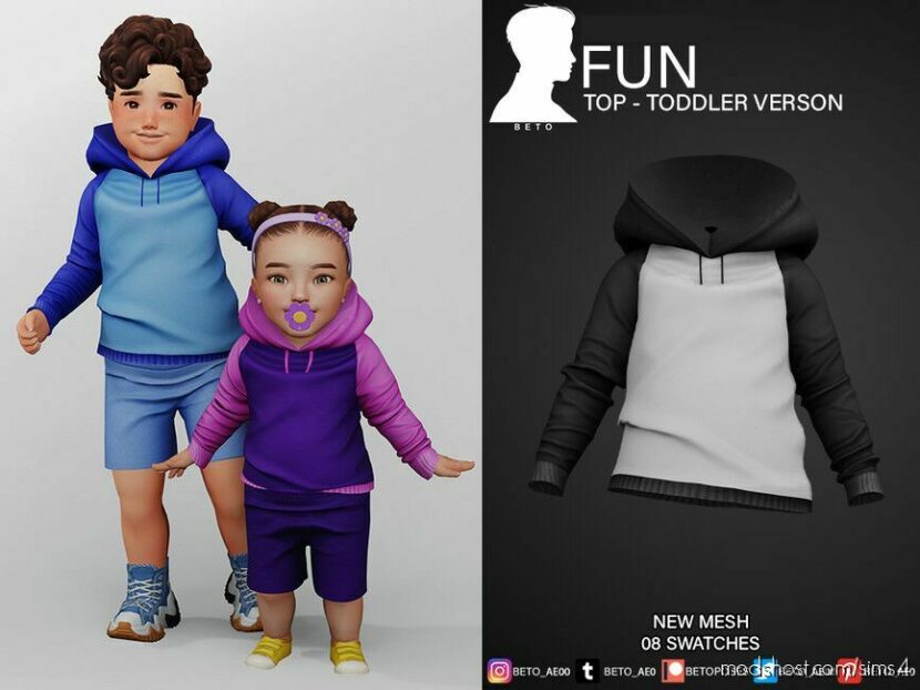 Sims 4 Male Clothes Mod: FUN SET (TOP & Shorts) For Kids (Featured)