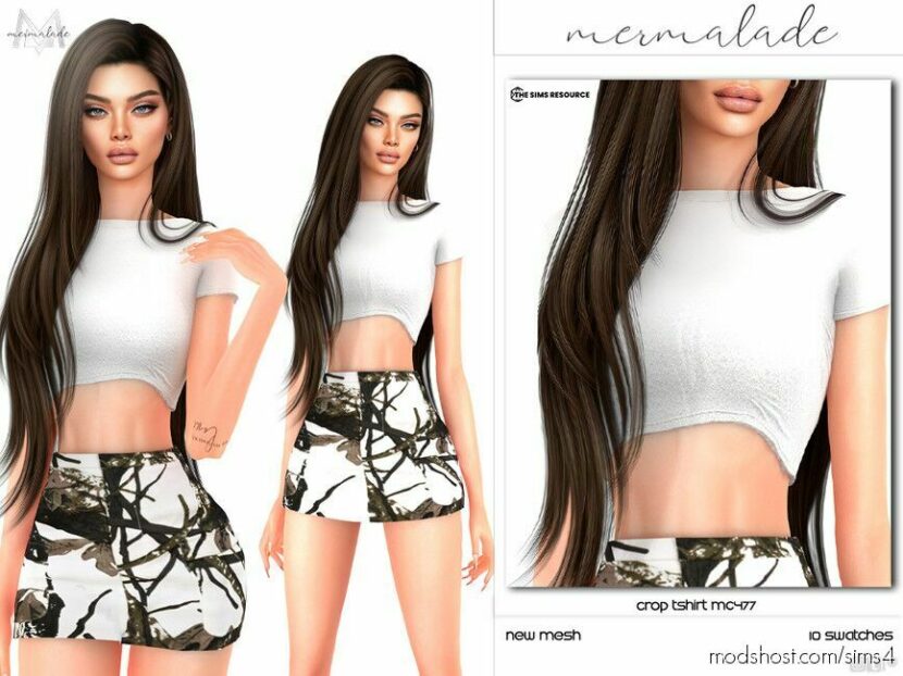 Sims 4 Female Clothes Mod: Crop Tshirt MC477 (Featured)