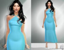 Sims 4 Adult Clothes Mod: Satin Maxi Dress DO905 (Featured)