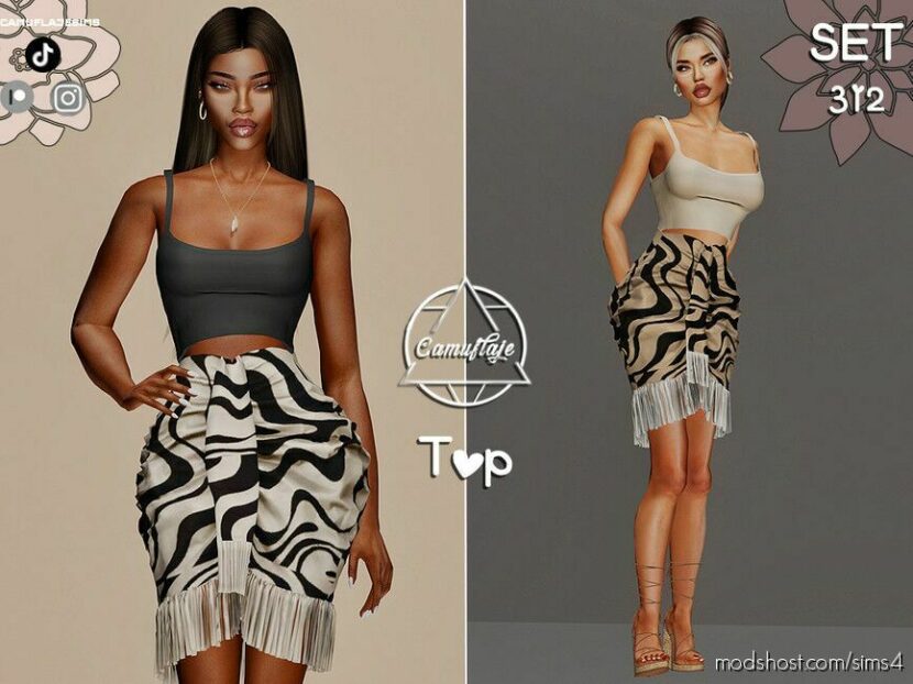 Sims 4 Adult Clothes Mod: SET 312 – TOP & Vacation Skirt (Featured)