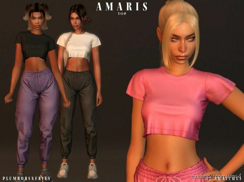 Sims 4 Teen Clothes Mod: Amaris SET - TOP & Sweatpants (Featured)