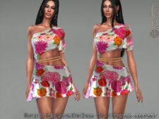 Sims 4 Teen Clothes Mod: Romantic Bold Blooms Mini Dress (Featured)