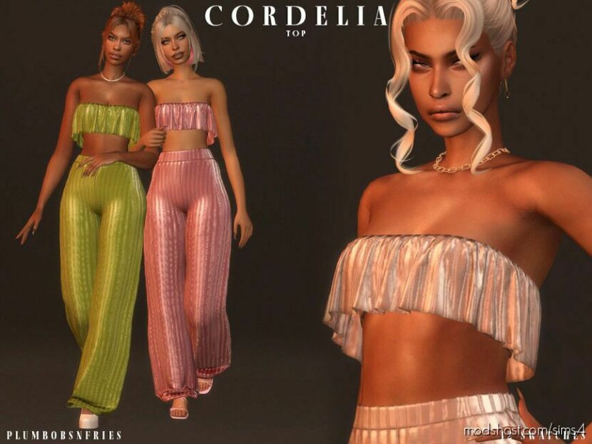 Sims 4 Female Clothes Mod: Cordelia SET (TOP+Pants) (Featured)