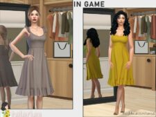 Sims 4 Teen Clothes Mod: Kaylee Ruffle Sleeve Dress (Image #2)