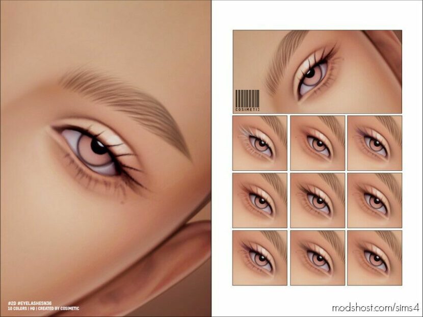 Sims 4 Eyeliner Makeup Mod: Maxis Match 2D Eyelashes N36 Unisex (Featured)