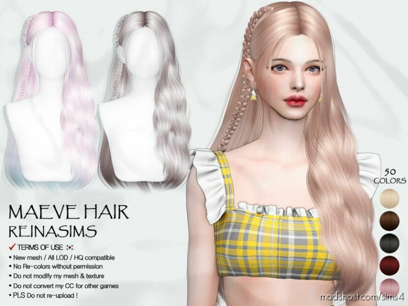 Sims 4 Female Mod: 77 Maeve Hair (Featured)