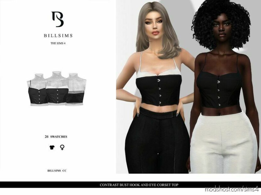 Sims 4 Formal Clothes Mod: Contrast Bust Hook And EYE Corset TOP (Featured)