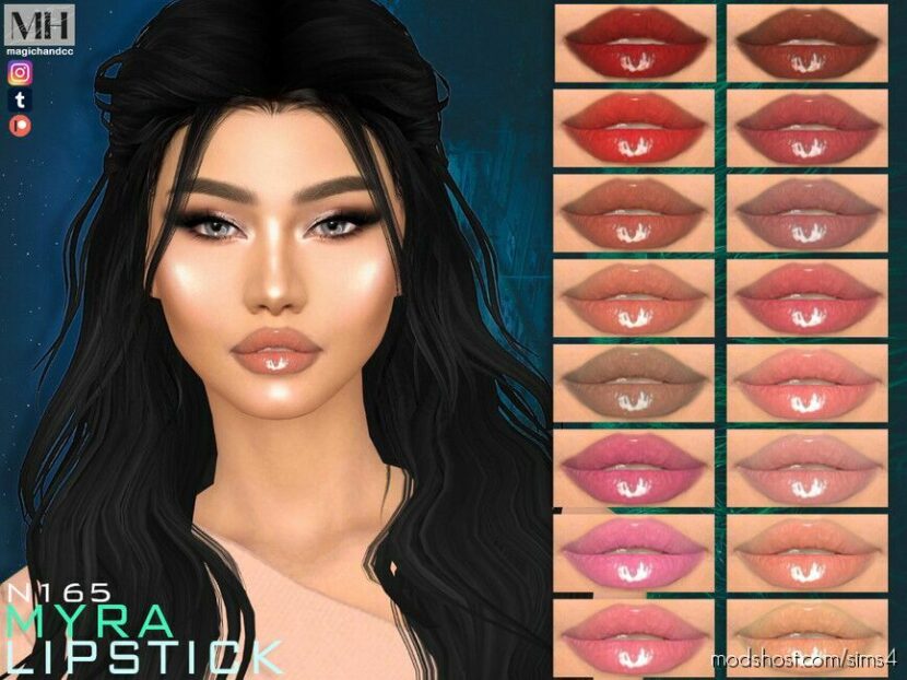 Sims 4 Lipstick Makeup Mod: Myra Lipstick N165 (Featured)