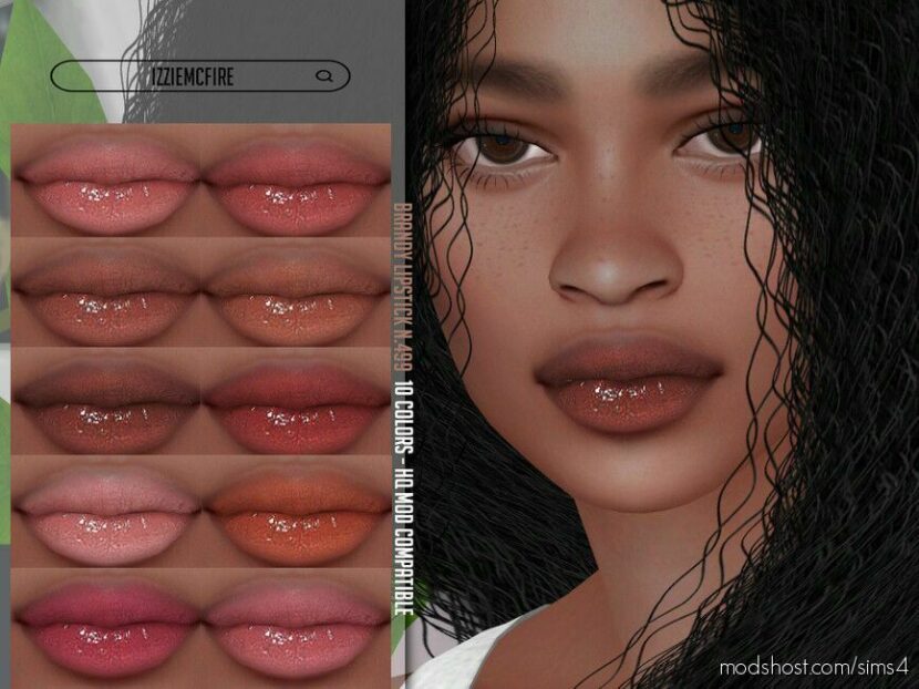 Sims 4 Lipstick Makeup Mod: IMF Brandy Lipstick N499 (Featured)