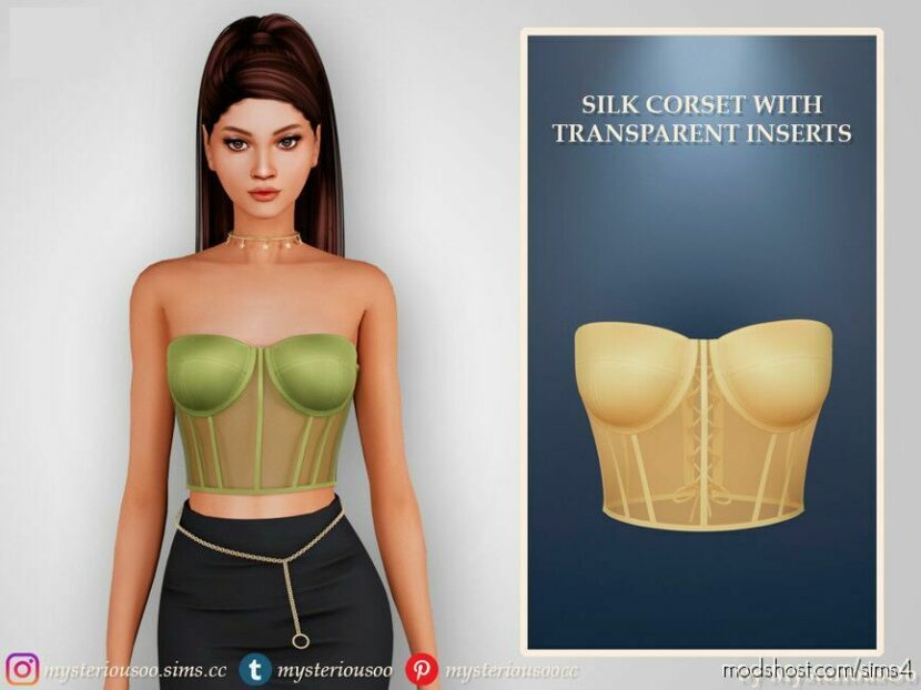 Sims 4 Elder Clothes Mod: Silk Corset With Transparent Inserts (Featured)