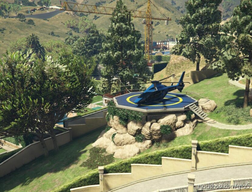 GTA 5 Map Mod: Vinewood Hills RED Villa Helicopter Landing Place With Secret Cave (Featured)