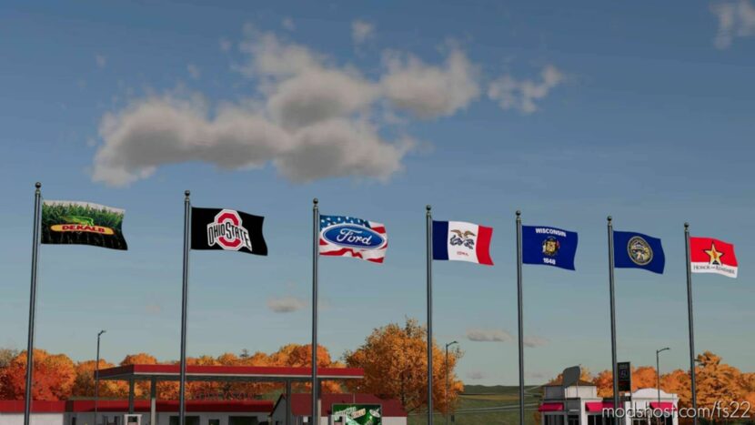 FS22 Flag Placeable Mod: Decorative Flags (Featured)