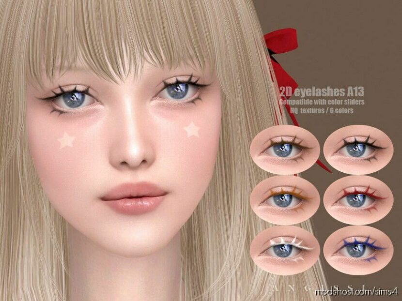 Sims 4 Eyeliner Makeup Mod: 2D Eyelashes A13 (Featured)