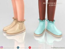 Sims 4 Female Shoes Mod: Ruffle Sock Boots Child (Featured)