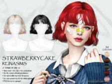 Sims 4 Female Mod: 75 – Strawberrycake Hair (Featured)