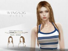 Sims 4 Female Mod: Wings Double Braid Long Hair ES0626 (Featured)