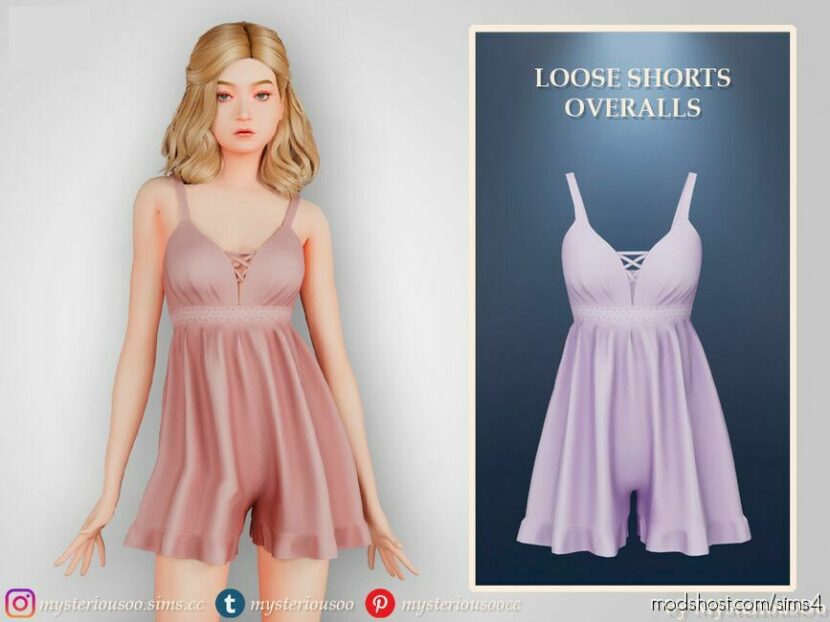 Sims 4 Everyday Clothes Mod: Loose Shorts Overalls (Featured)