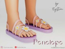 Sims 4 Female Shoes Mod: Penelope – Child Sandals With Flowers (Featured)