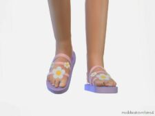 Sims 4 Female Shoes Mod: Penelope – Child Sandals With Flowers (Image #2)