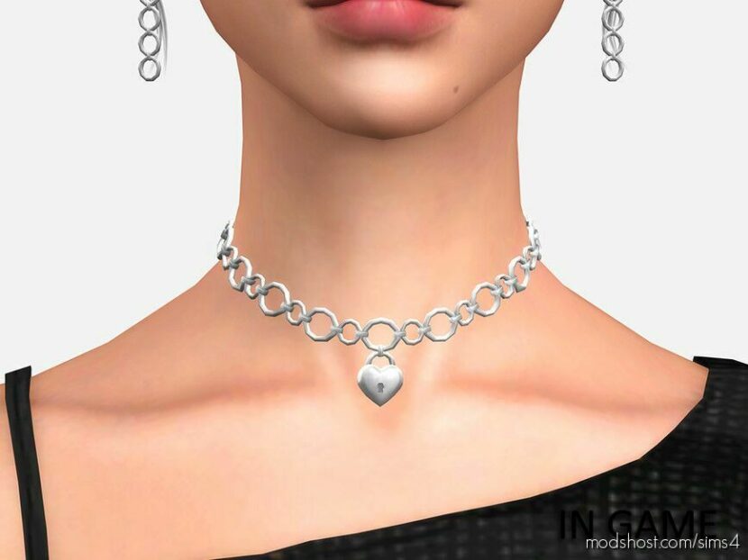 Sims 4 Accessory Mod: Heart Lock Necklace (Featured)